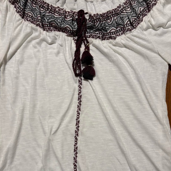 White House Black Market Cream and Brown Blouse small - Picture 3 of 5